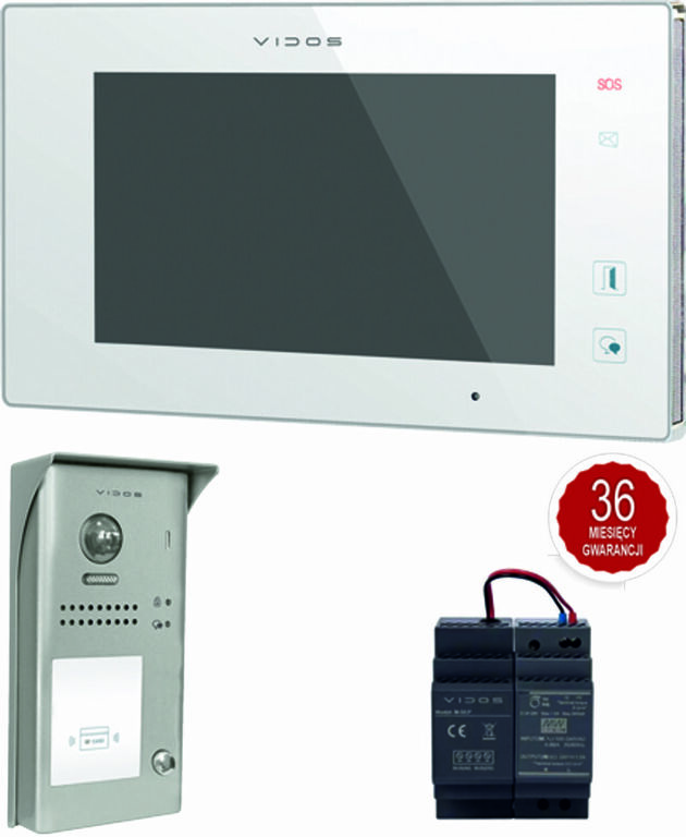 zestaw cyfrowy VIDOS DUO z panelem S1101 i monitorem M1021W-2 biały